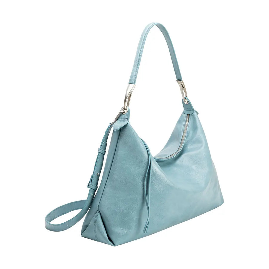 Slouchy Oversized Shoulder Bag in Blue