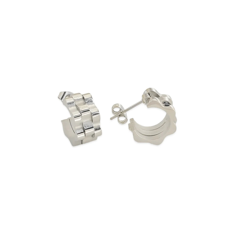 Watchband Hoops in Silver