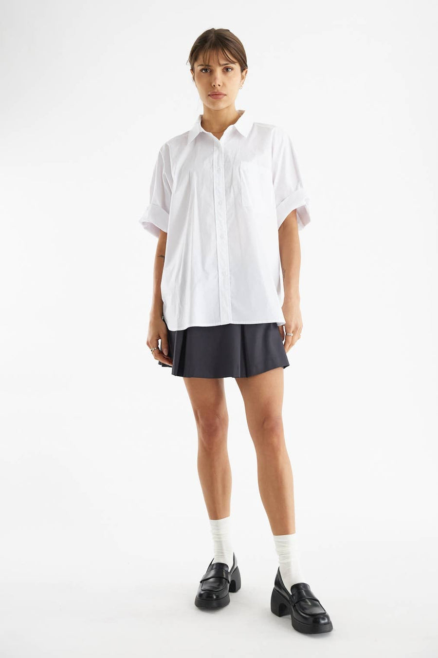 Oversized Short Sleeve Button Up