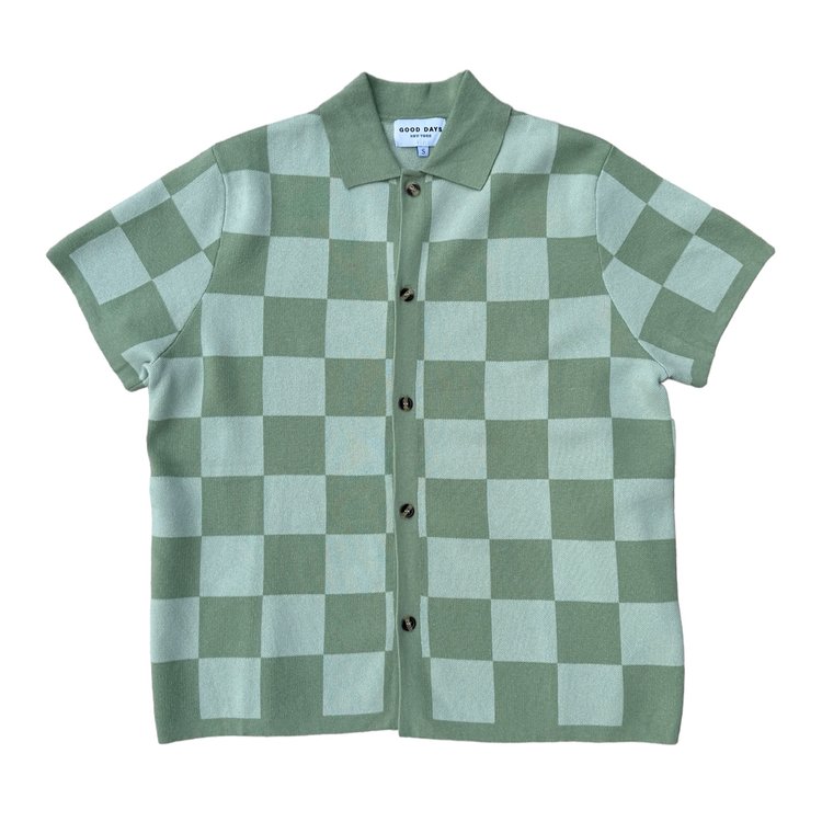 Checked Button Up in Green