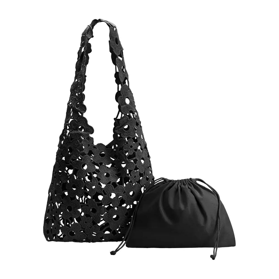 Floral Shoulder Bag in Black