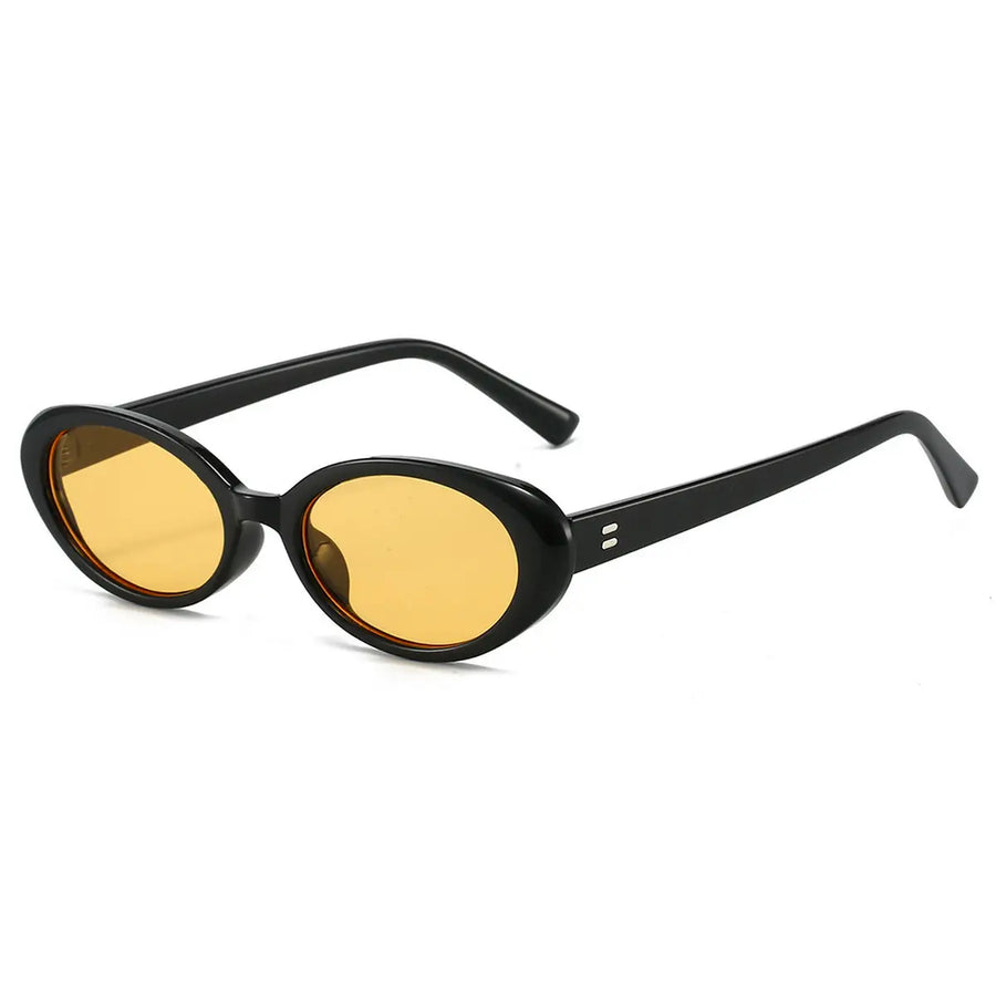 Skinny Oval Sunglasses in Black/Yellow