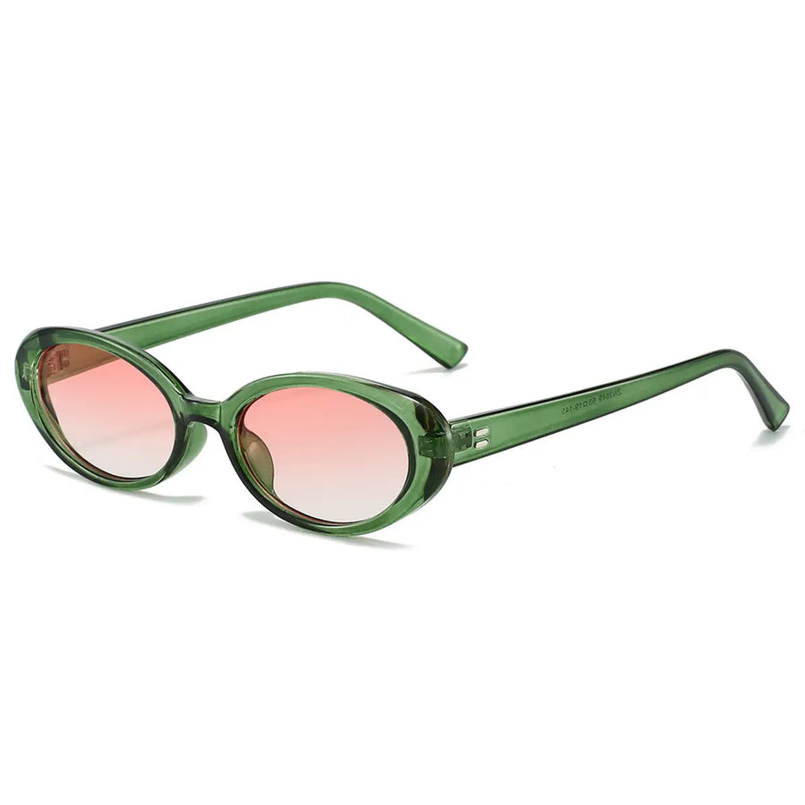 Skinny Oval Sunglasses in Green/Pink