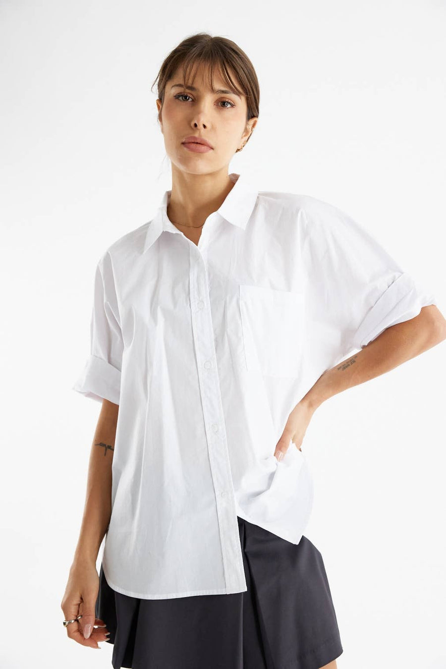 Oversized Short Sleeve Button Up