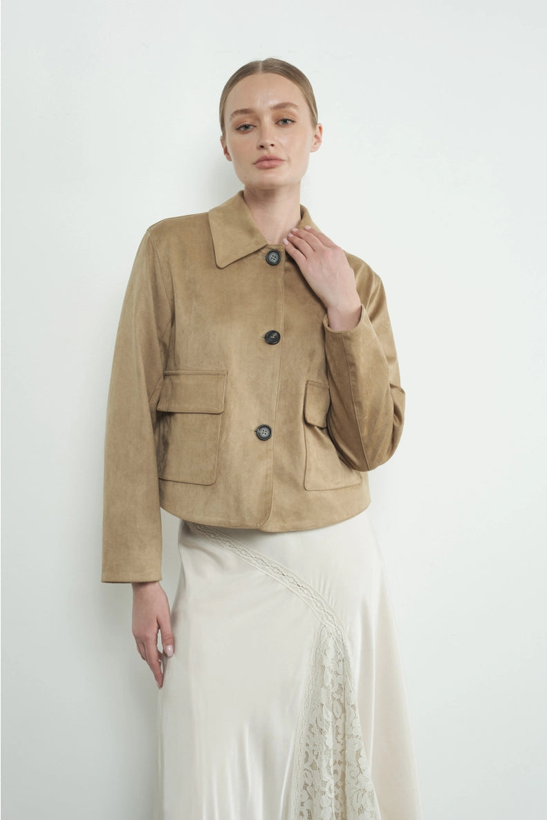 Suede Jacket in Camel