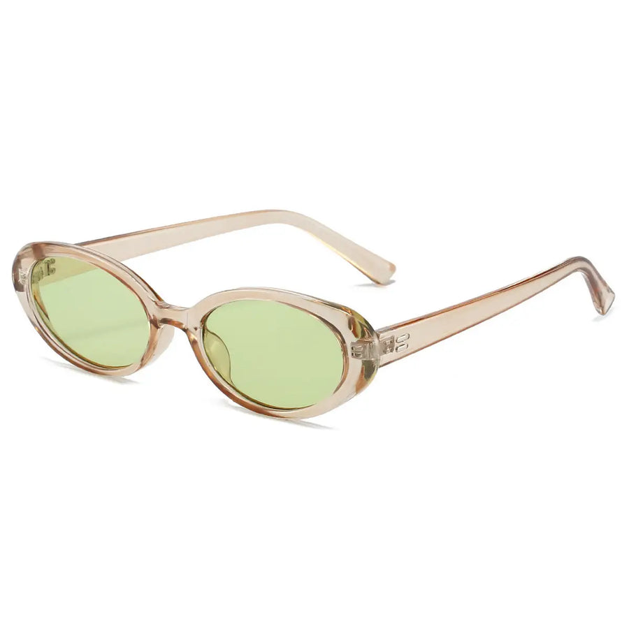Skinny Oval Sunglasses in Clear/Green