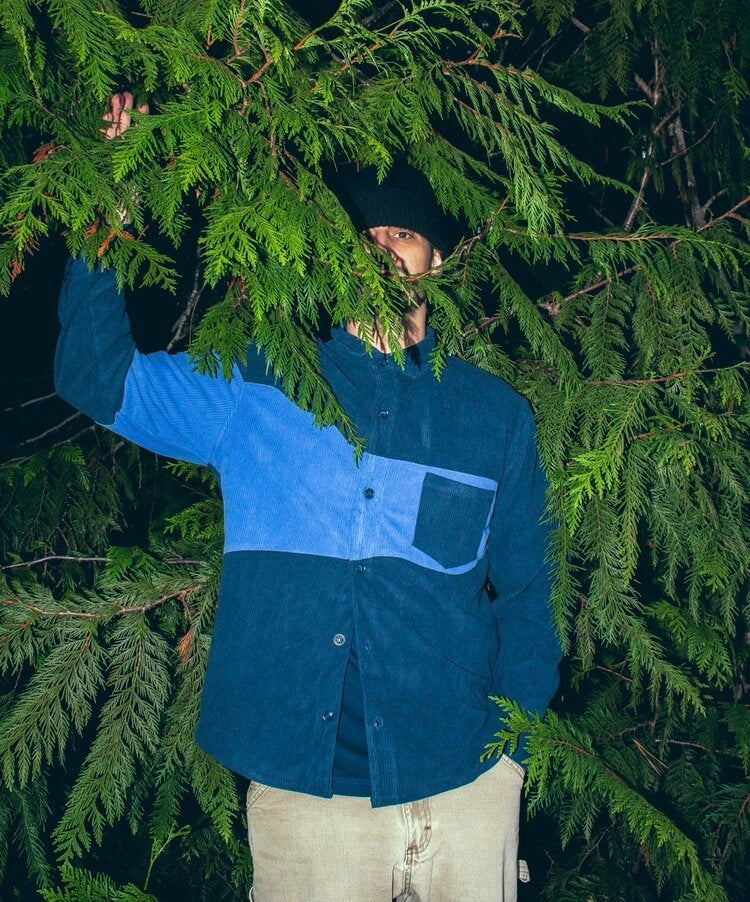 Colorblock Corduroy Button Up