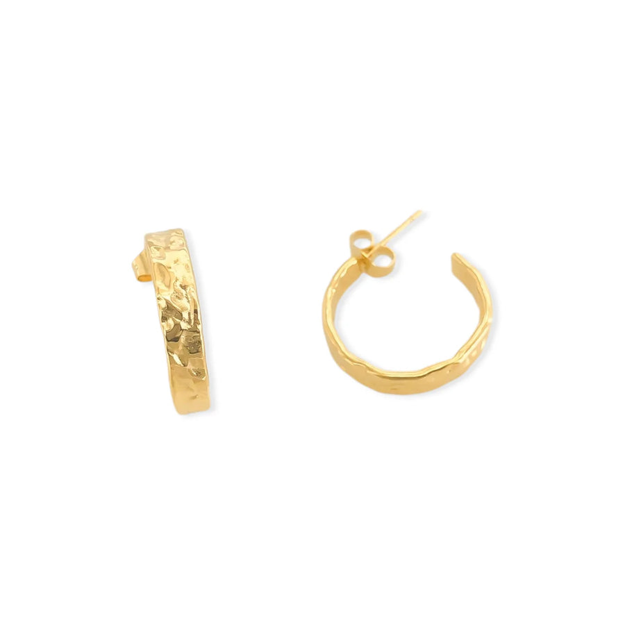 Hammered Hoop Earrings in Gold