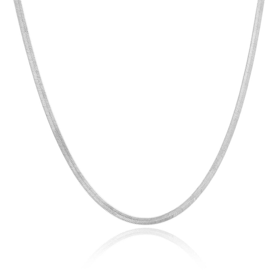 Thin Herringbone Necklace in Silver