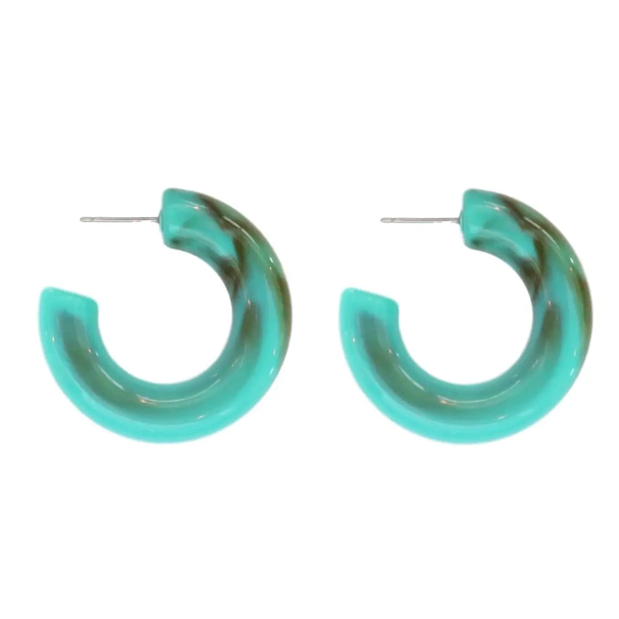 Chunky Marble Hoops in Turquoise