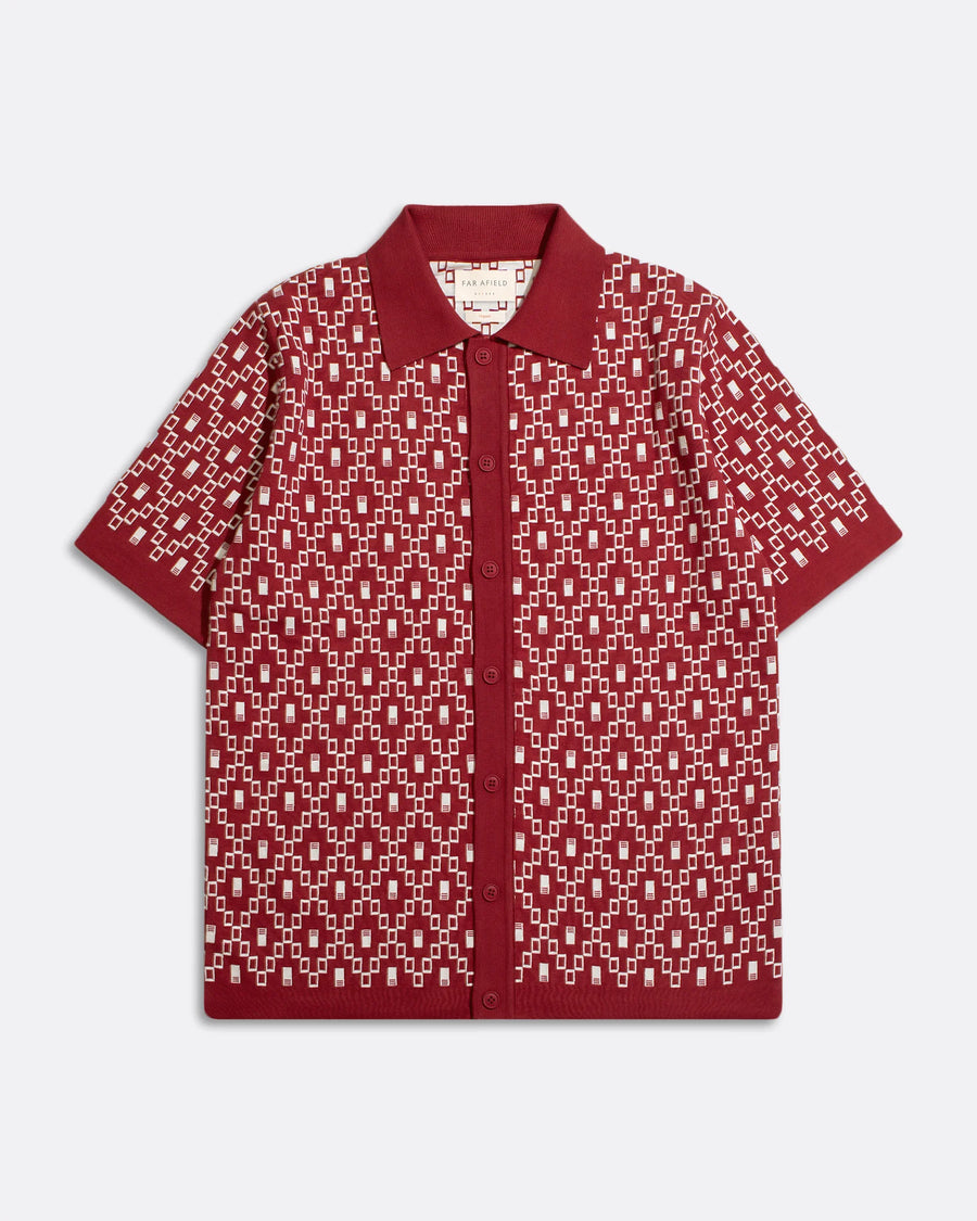 Far Afield Cardigan in Deep Red