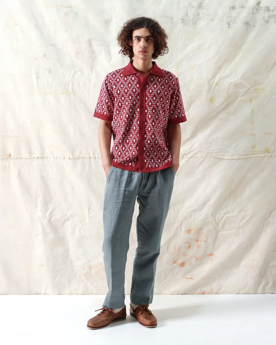 Far Afield Cardigan in Deep Red
