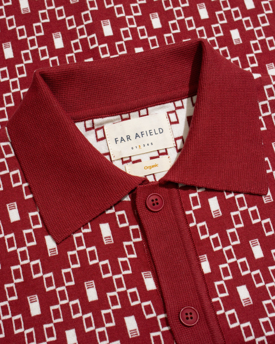 Far Afield Cardigan in Deep Red