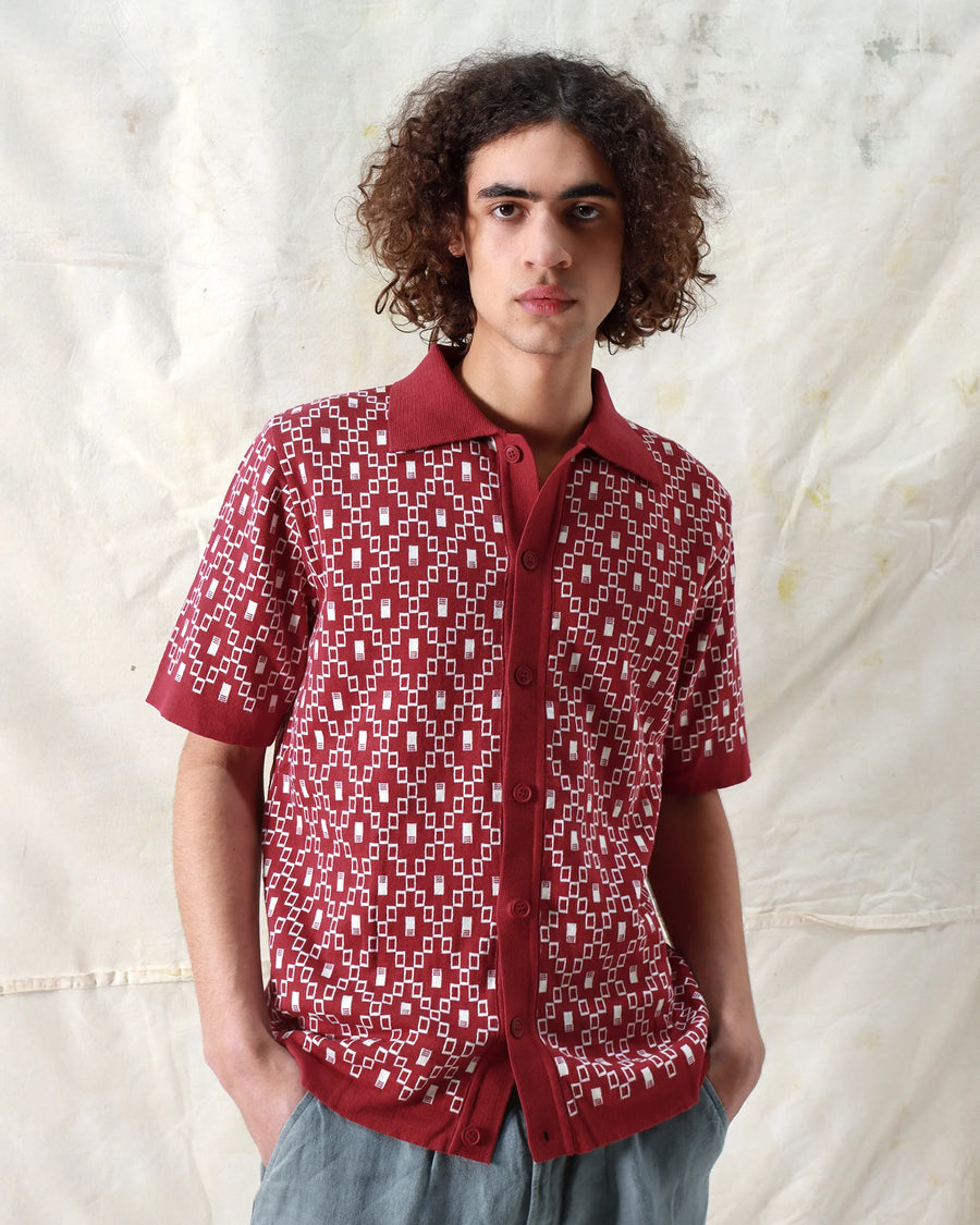 Far Afield Cardigan in Deep Red