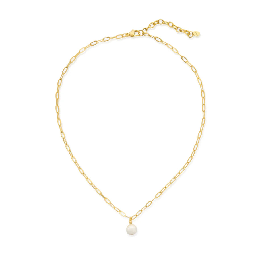 Paperclip Necklace with Pearl