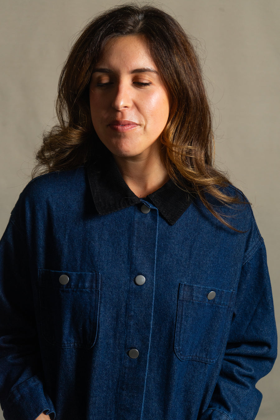 Corduroy Collar Jacket in Denim