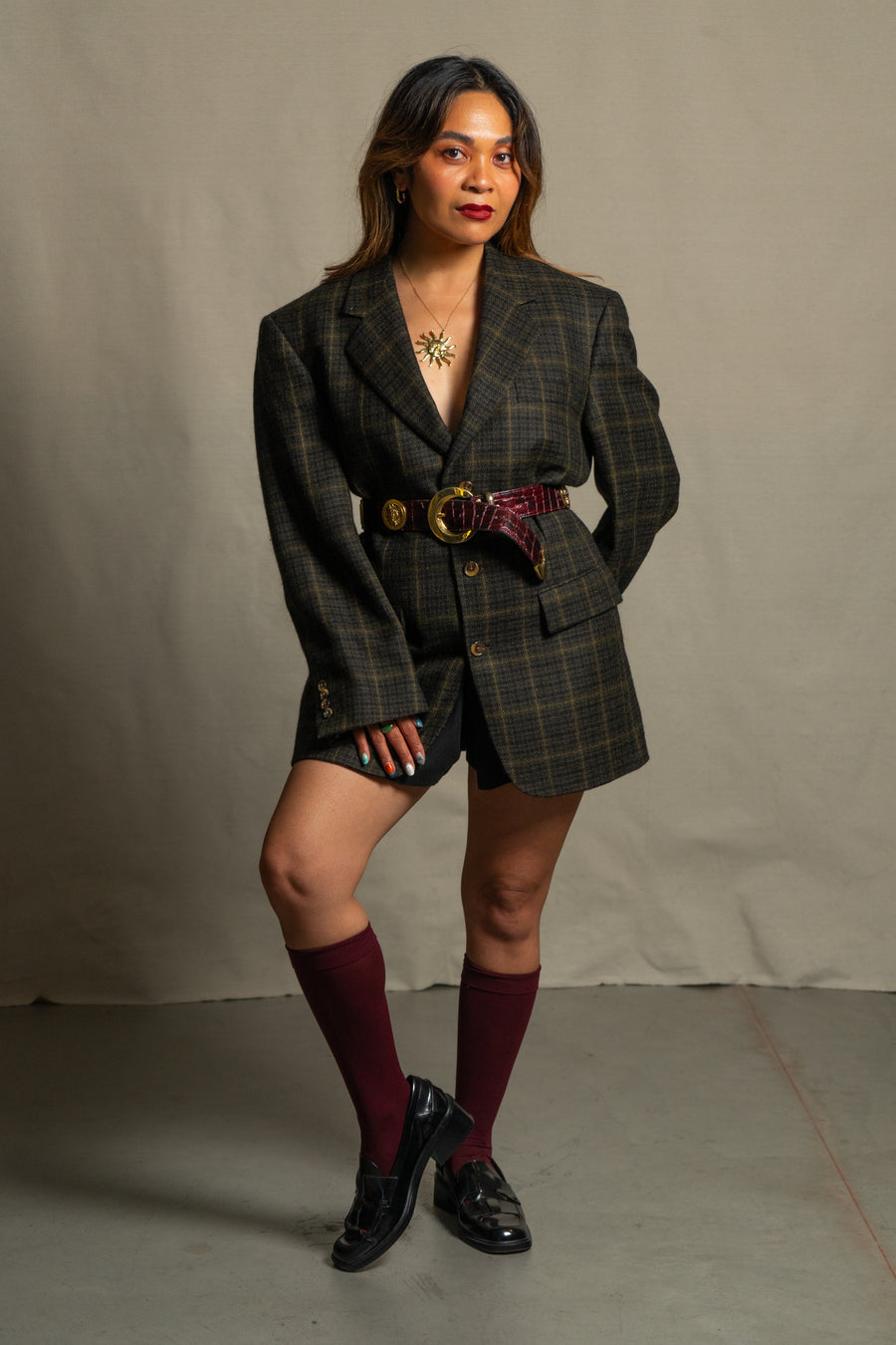 Nice Things x Fibers of Being Vintage Plaid Blazer