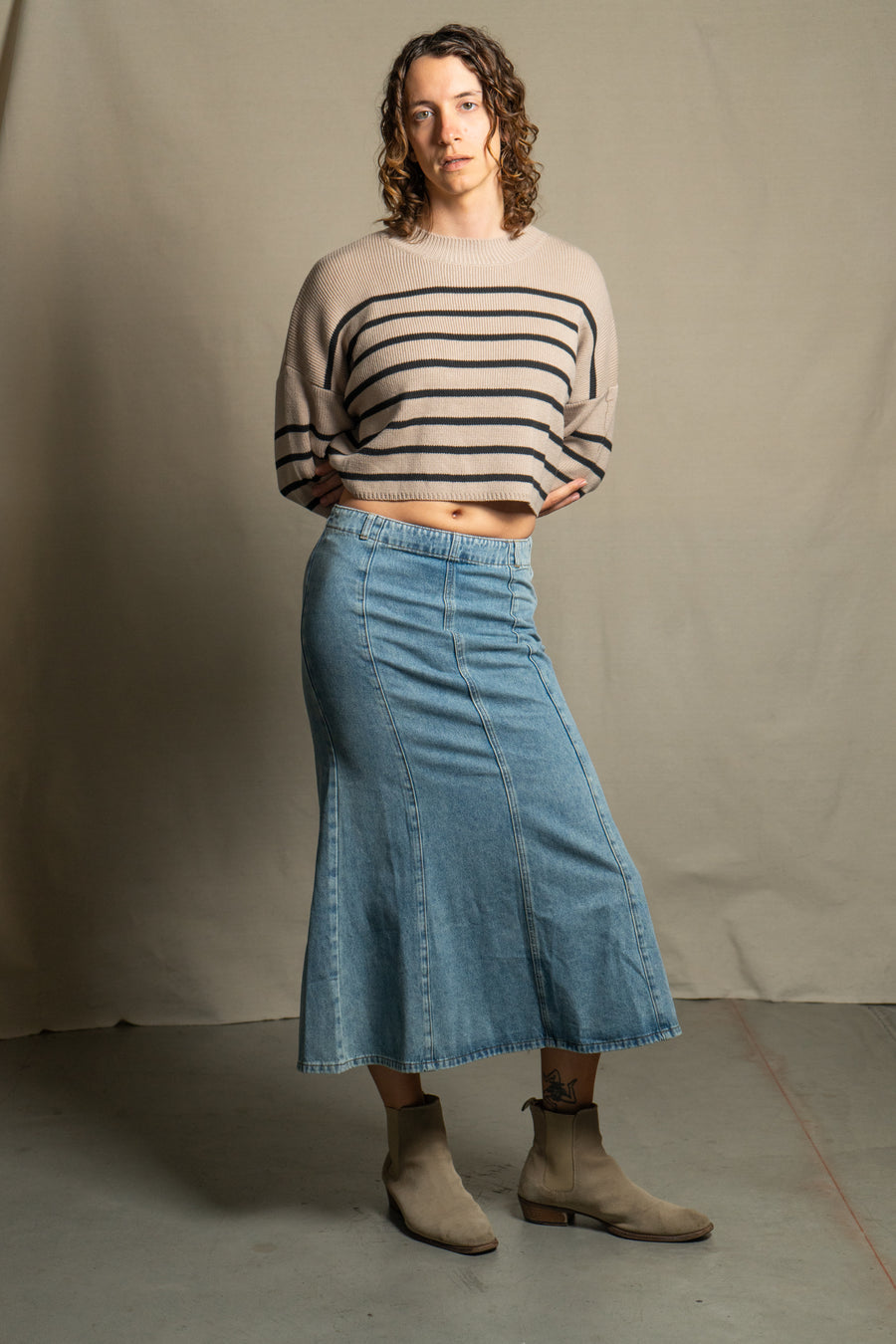 Denim Midi Skirt