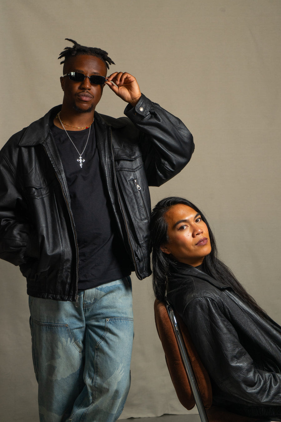 Nice Things LA x Fibers of Being Vintage Leather Bomber Jacket