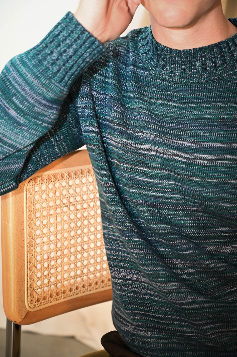 Twisted Yarn Sweater in Teal