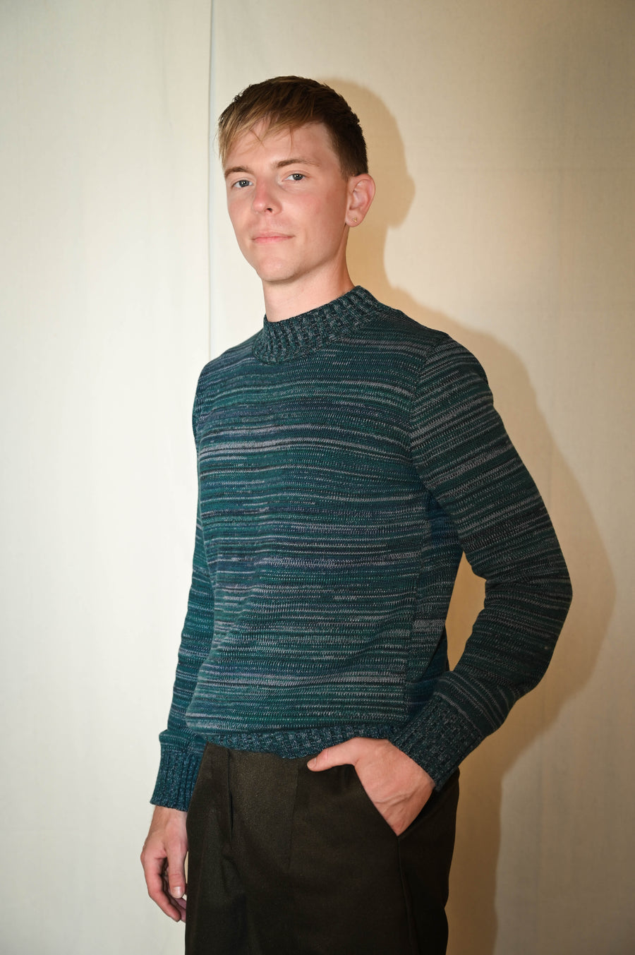 Twisted Yarn Sweater in Teal