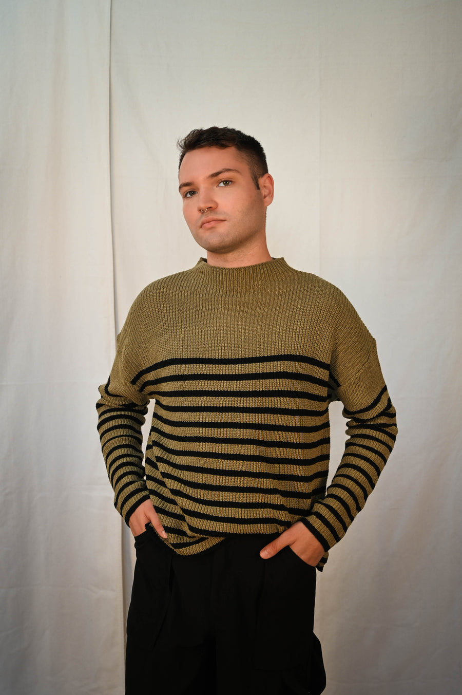 Striped Sweater in Olive