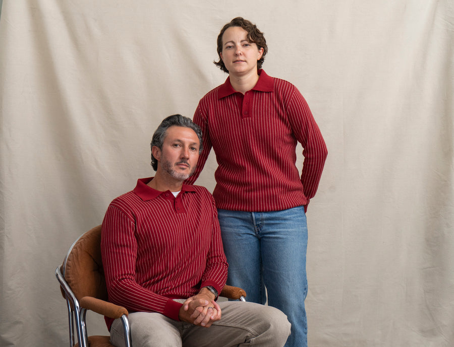 Far Afield Benny Striped Sweater in Red