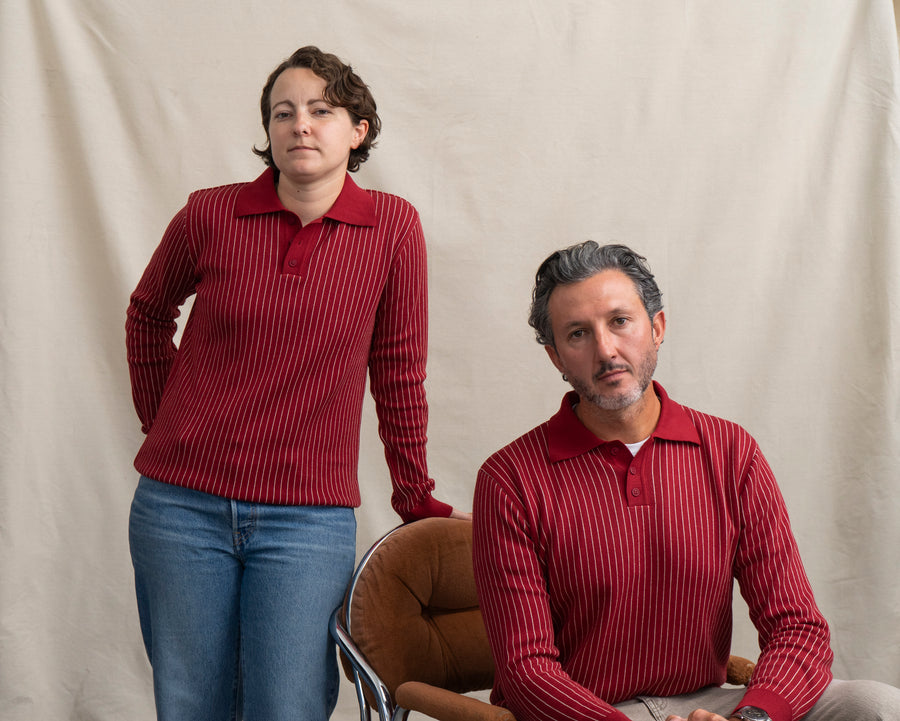 Far Afield Benny Striped Sweater in Red