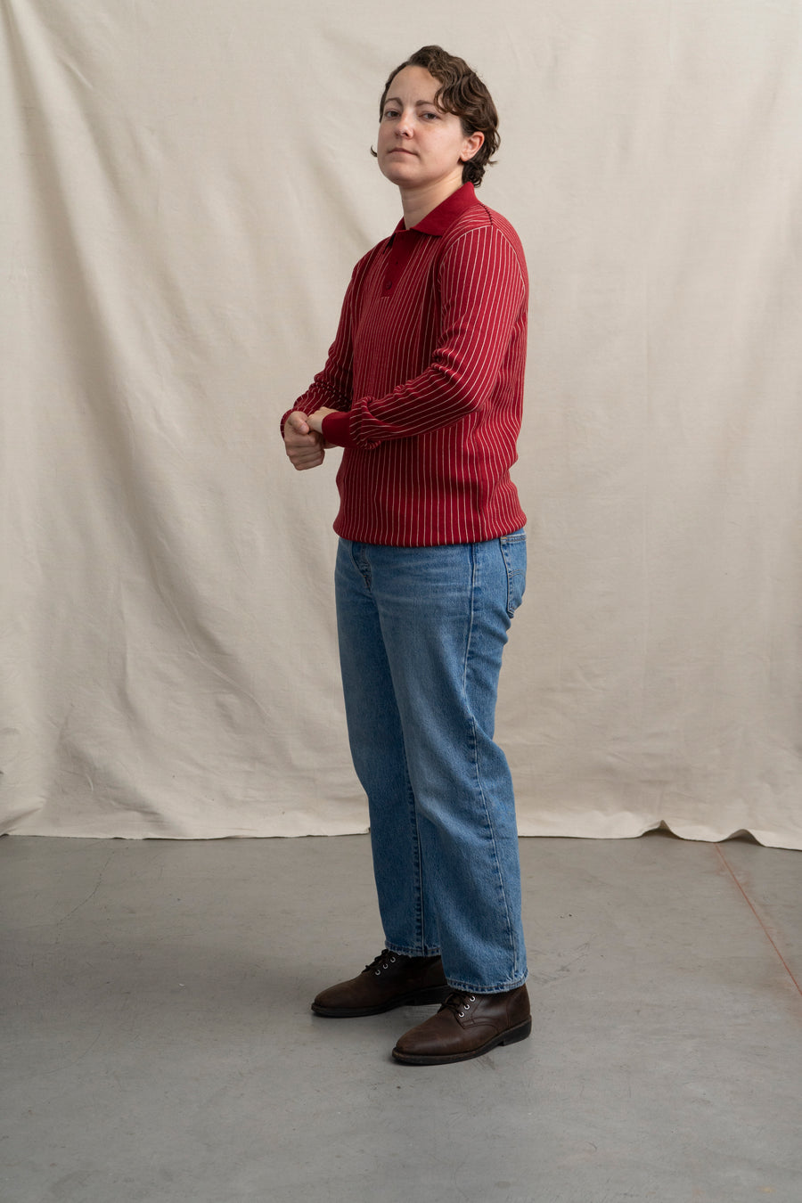 Far Afield Benny Striped Sweater in Red