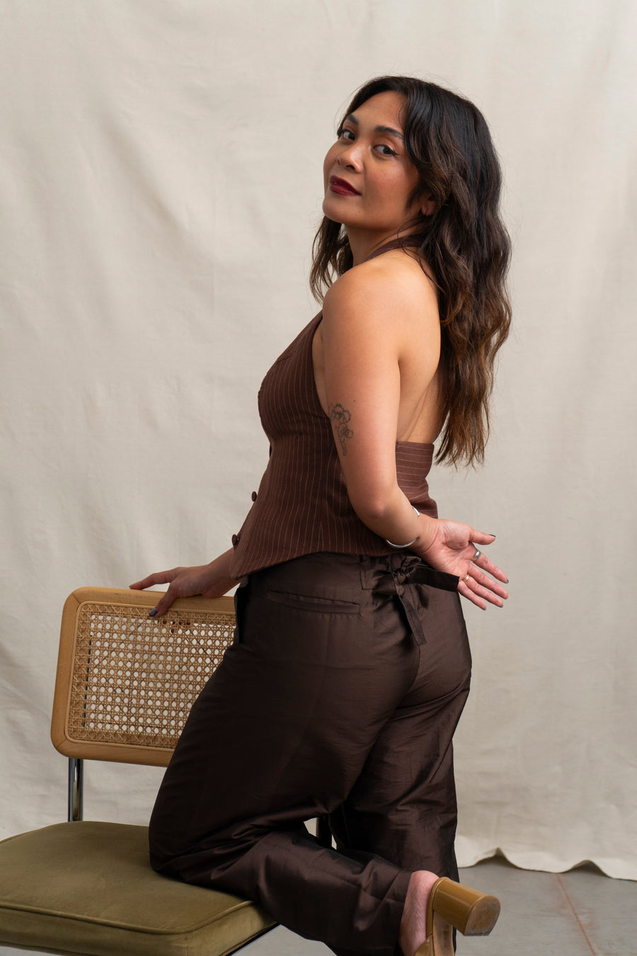 Pinstripe Halter Top Vest
