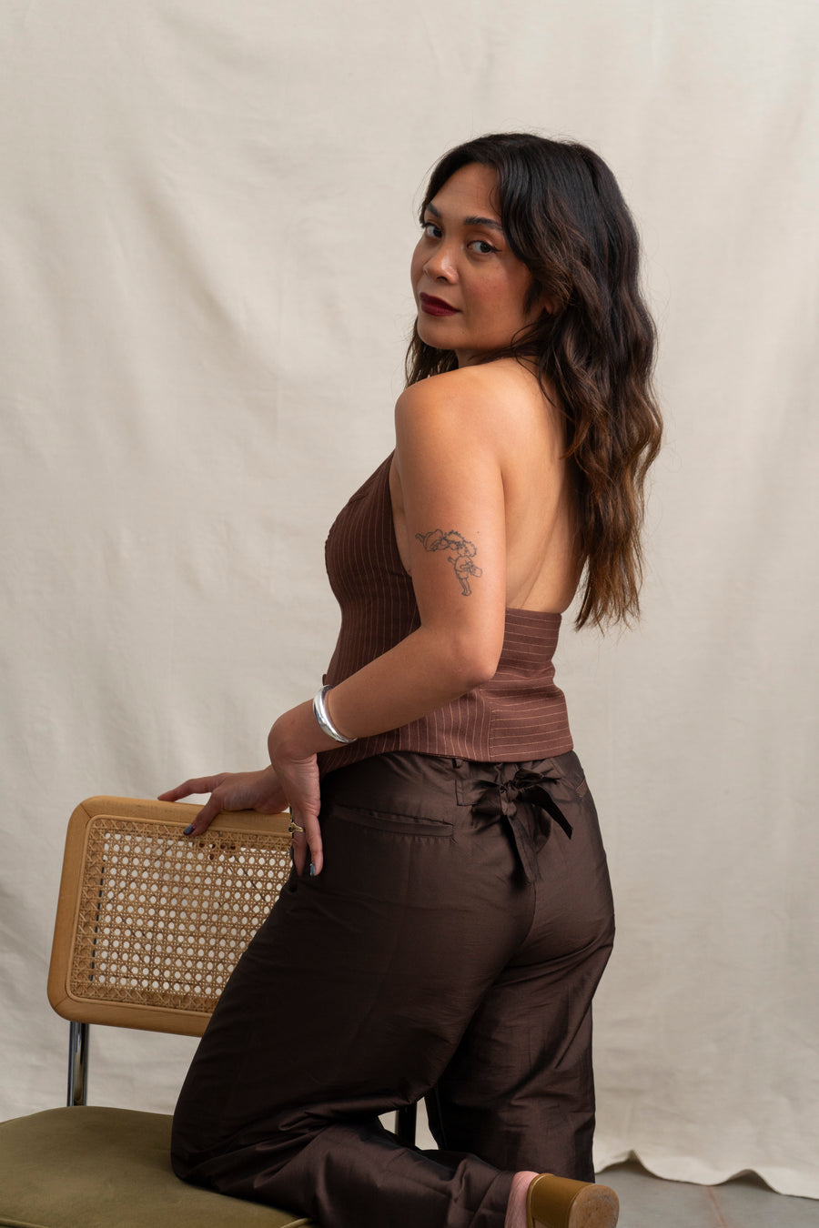 Pinstripe Halter Top Vest