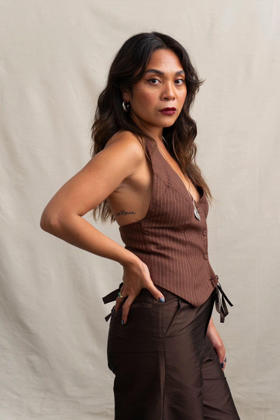 Pinstripe Halter Top Vest