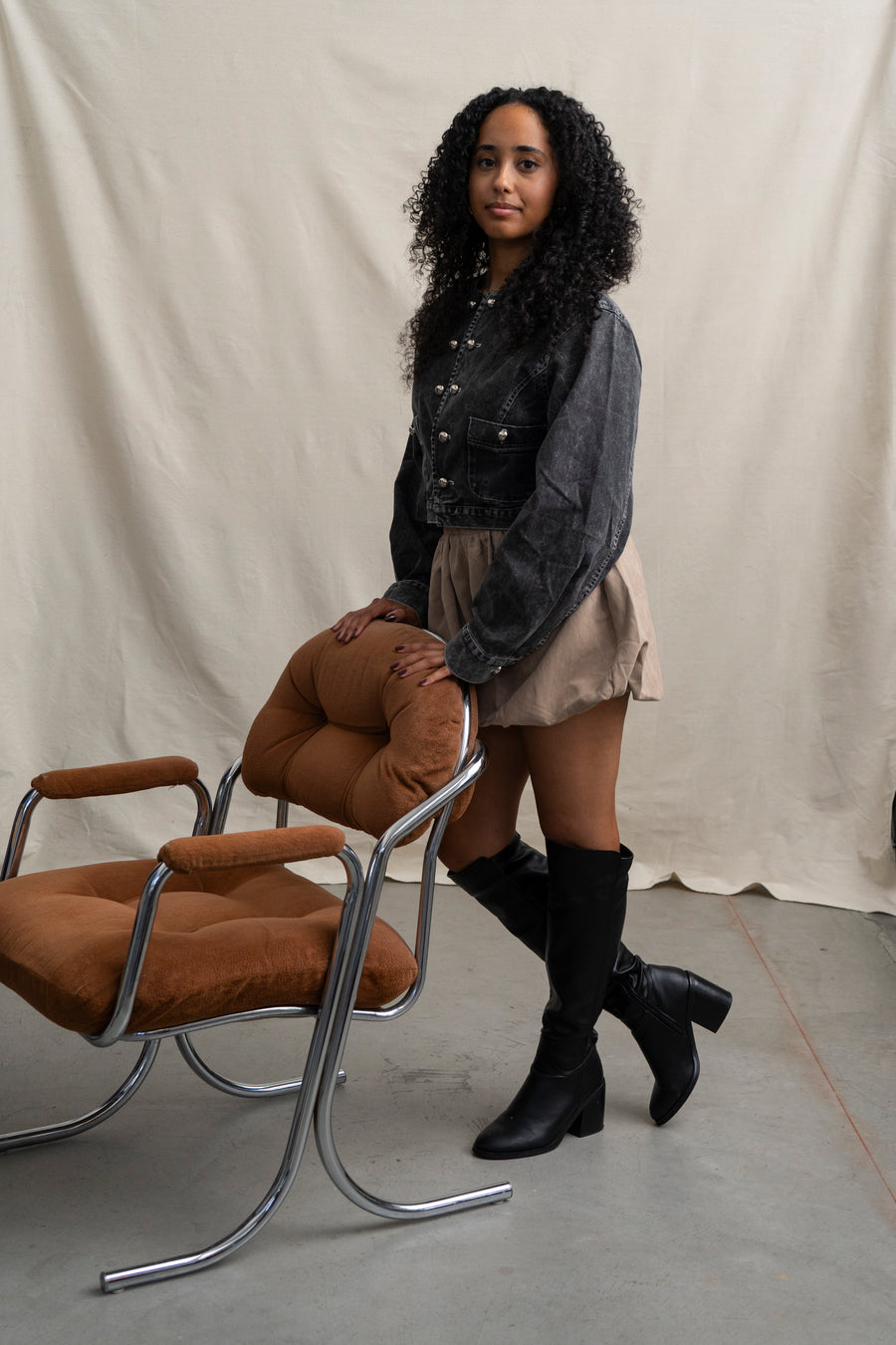 Cropped Jacket with Silver Details