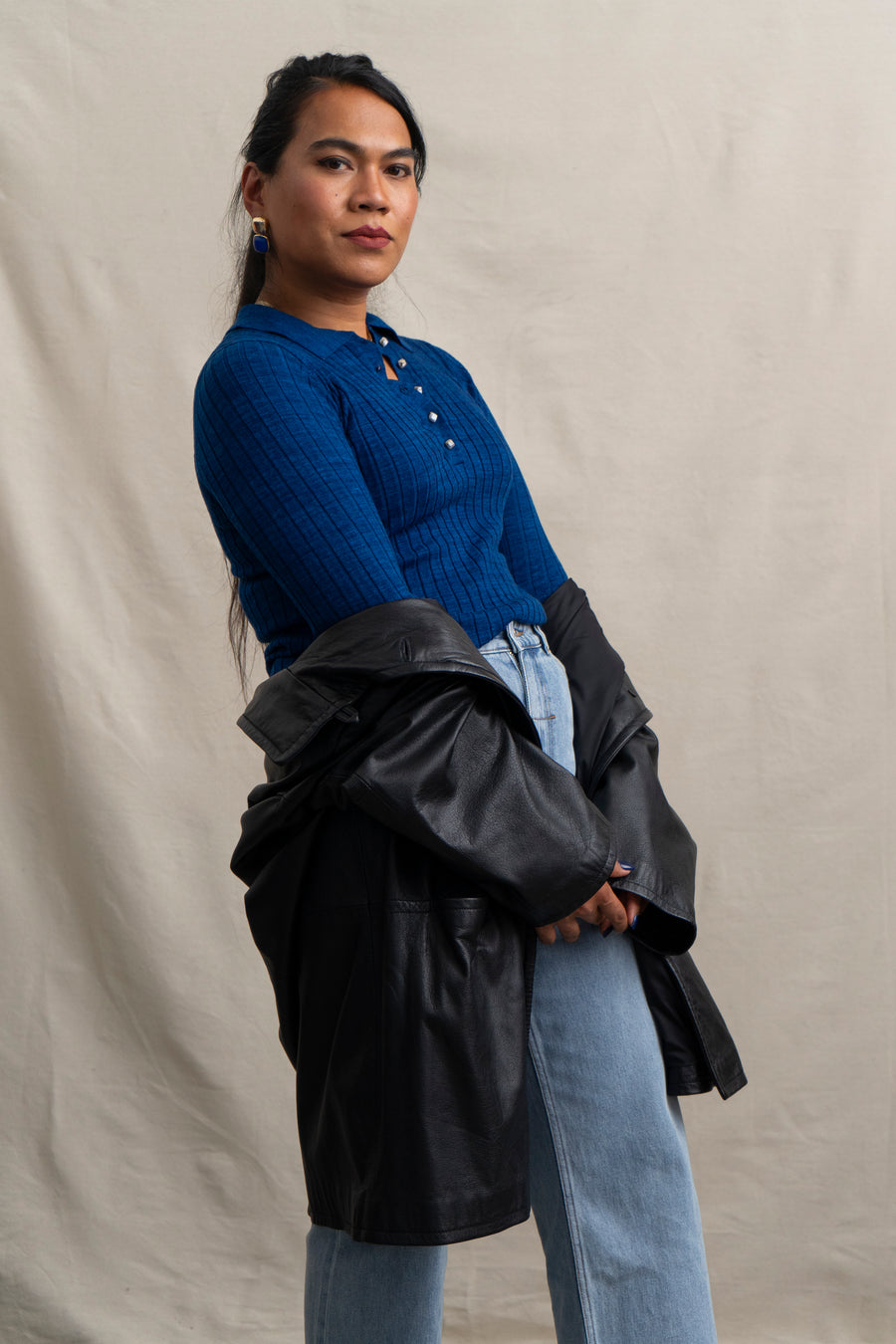 Ribbed Sweater in Cobalt