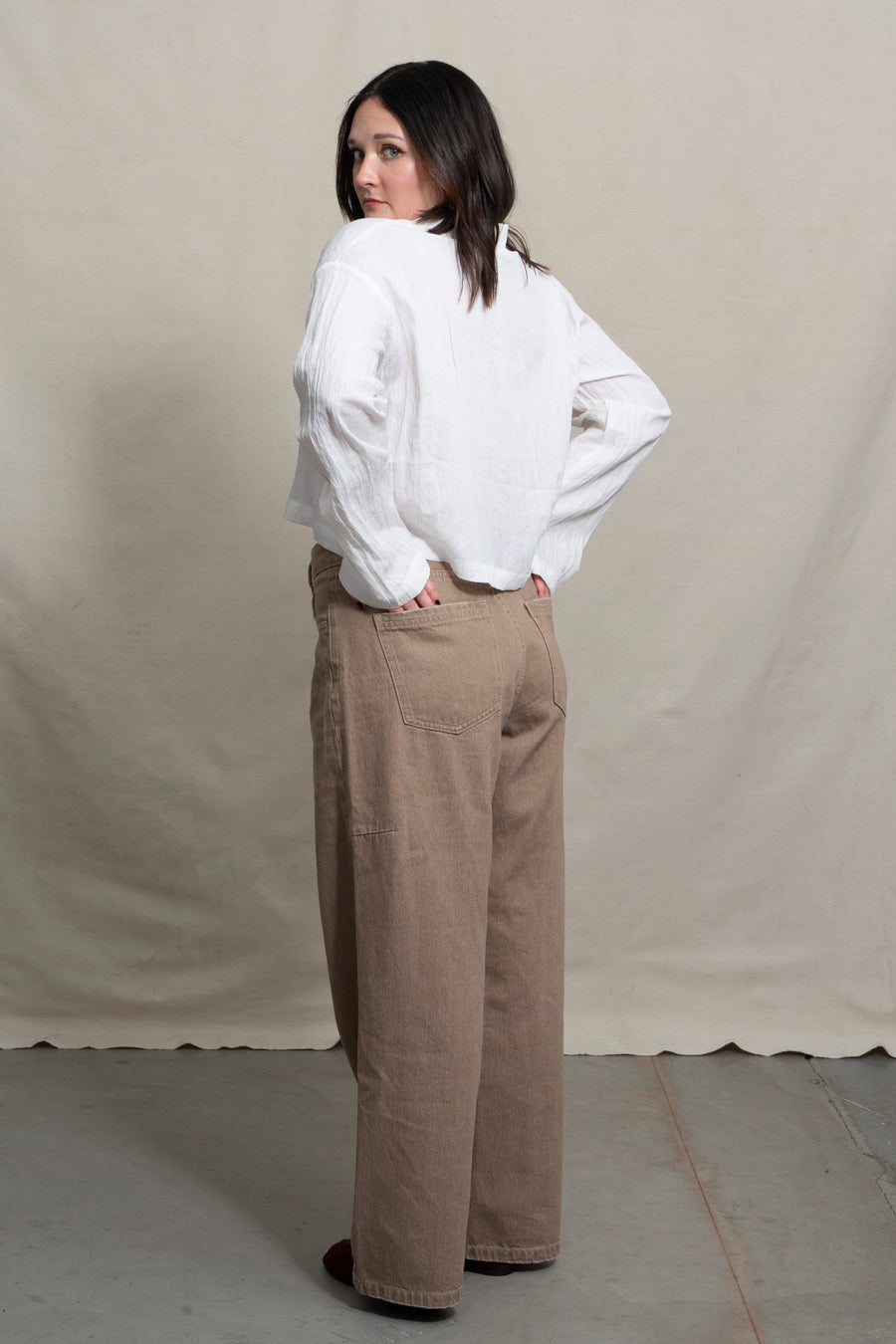 Textured Cropped Button Up