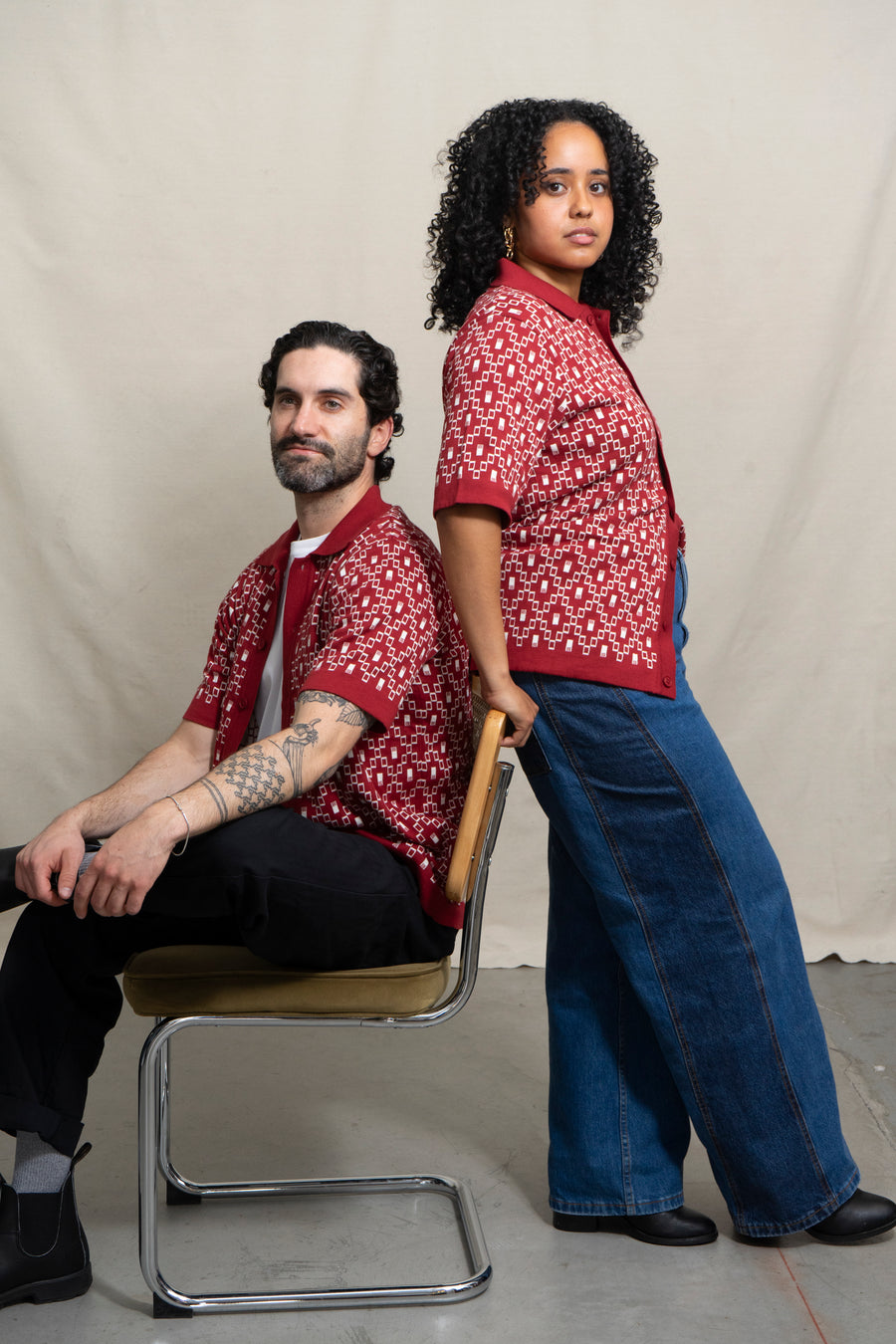 Far Afield Cardigan in Deep Red