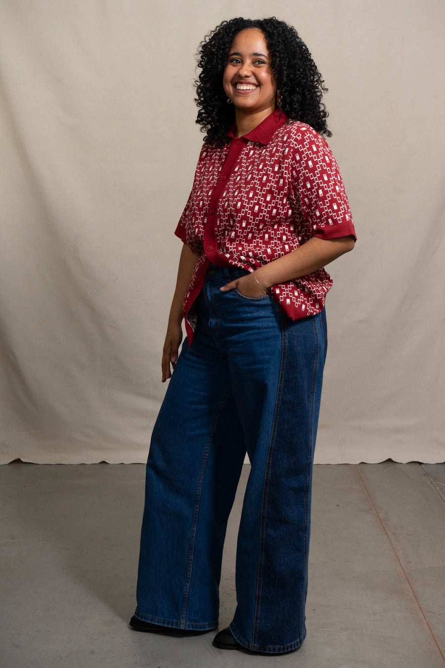Far Afield Cardigan in Deep Red