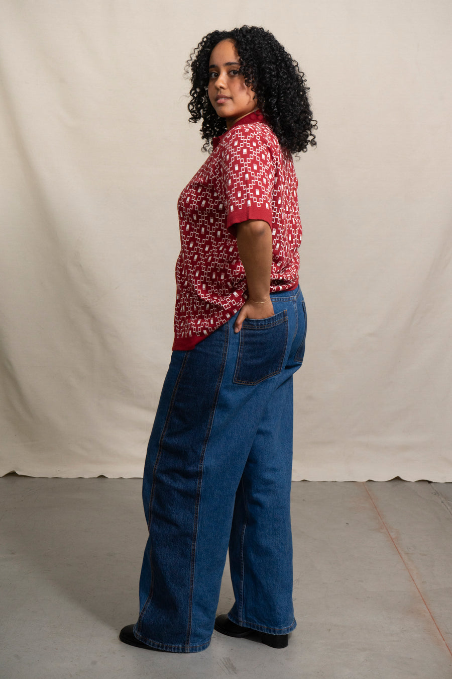 Far Afield Cardigan in Deep Red