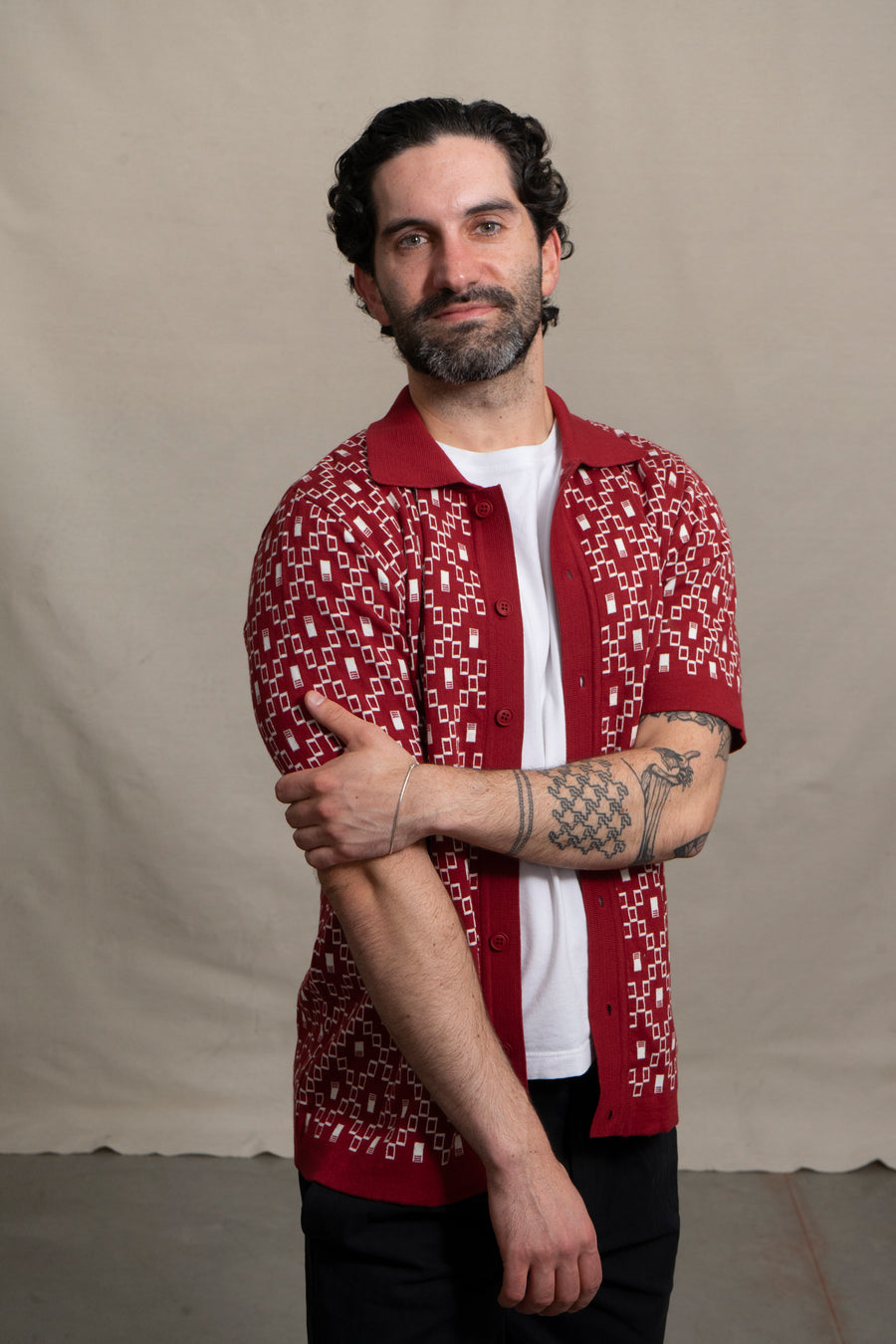 Far Afield Cardigan in Deep Red