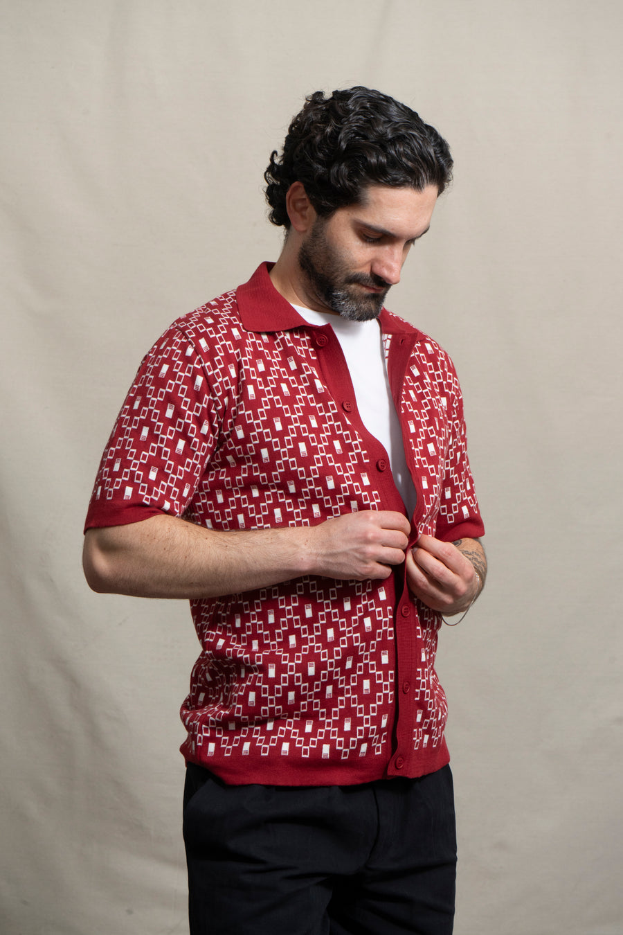 Far Afield Cardigan in Deep Red
