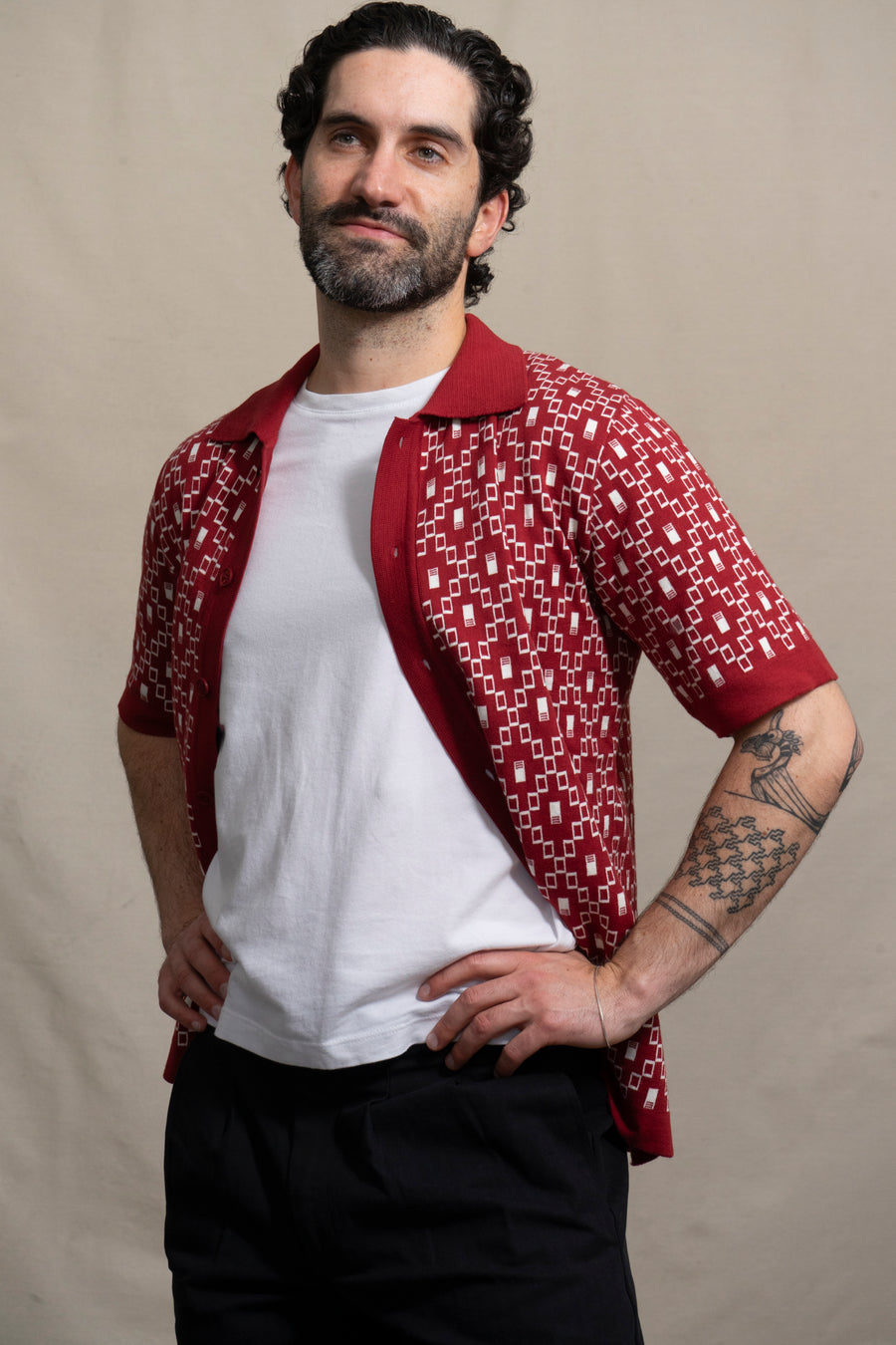 Far Afield Cardigan in Deep Red