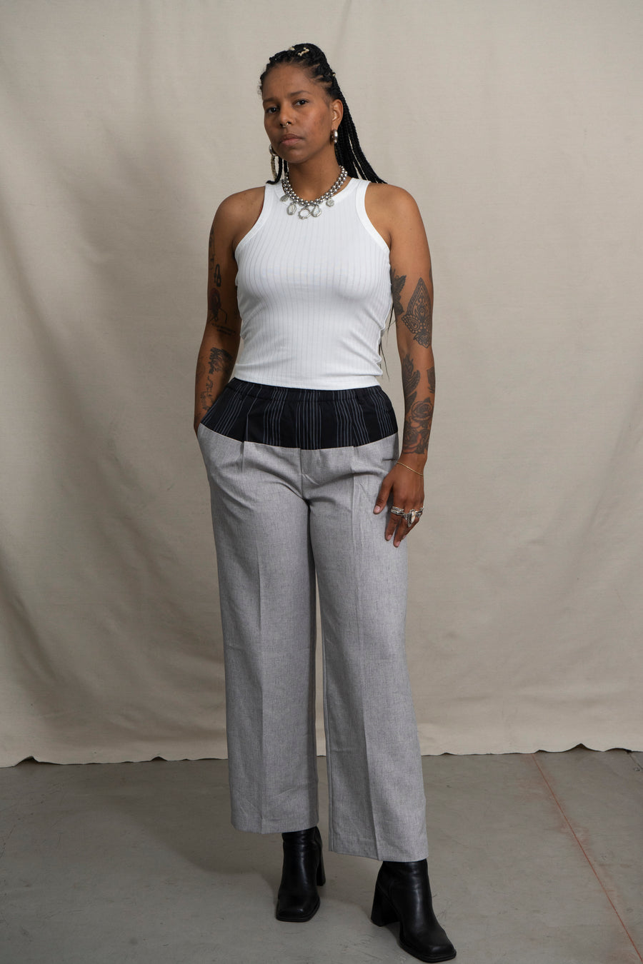 Contrast Pinstripe Trousers