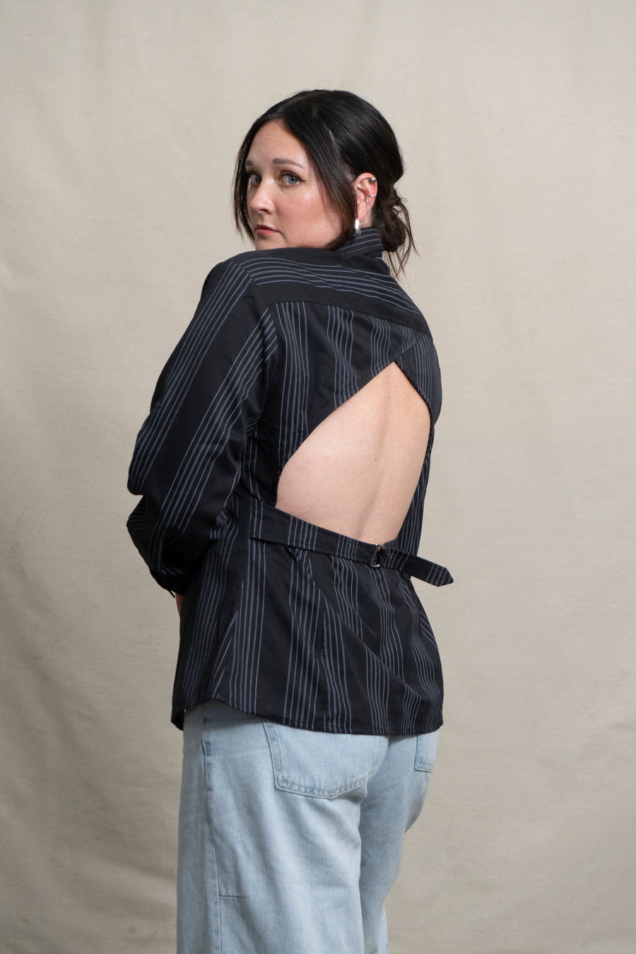 Open Back Striped Top