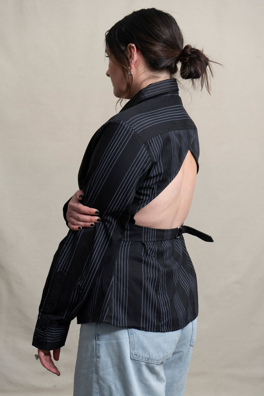 Open Back Striped Top
