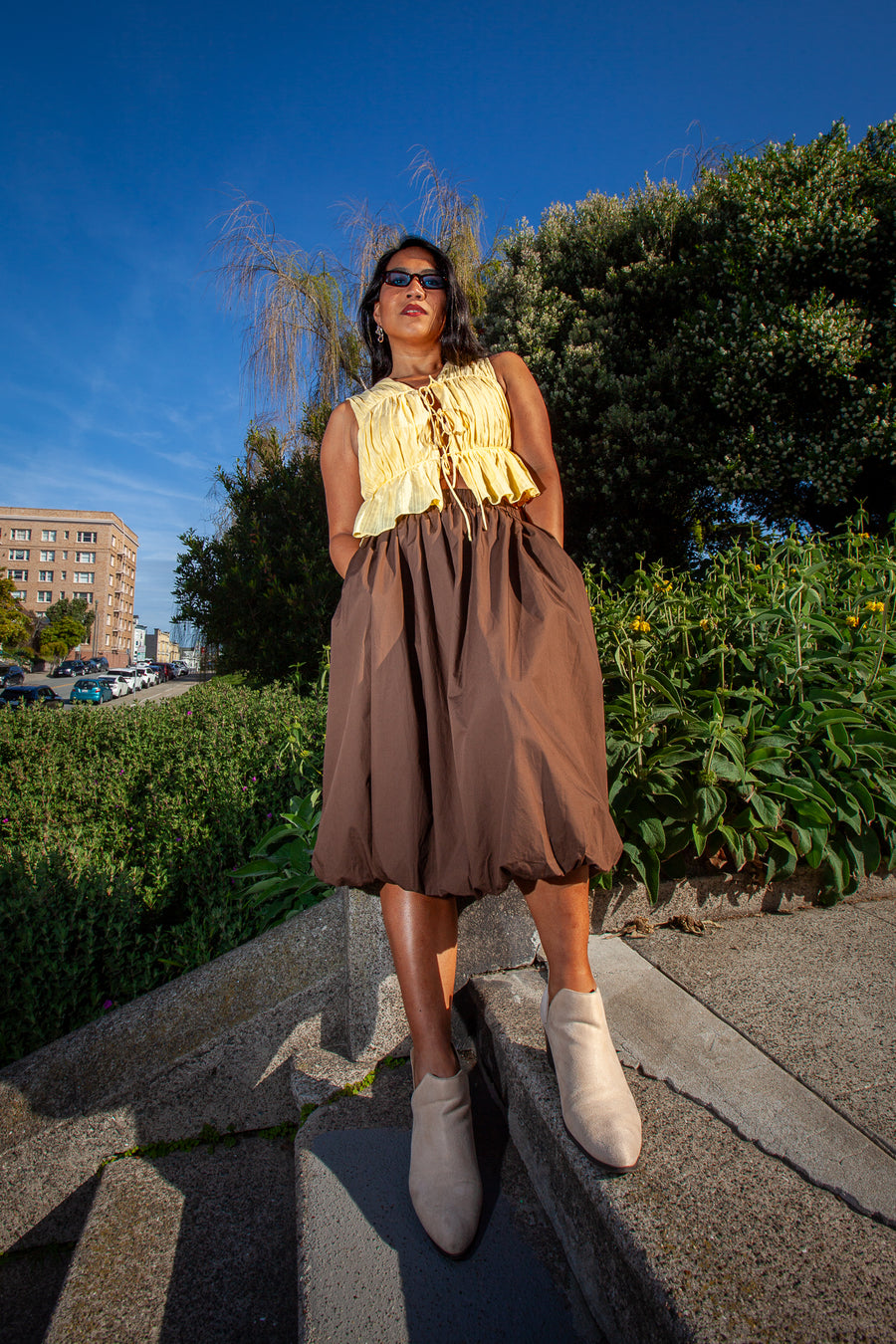 Bubble Midi Skirt in Brown Bubble Midi Skirt in Brown
