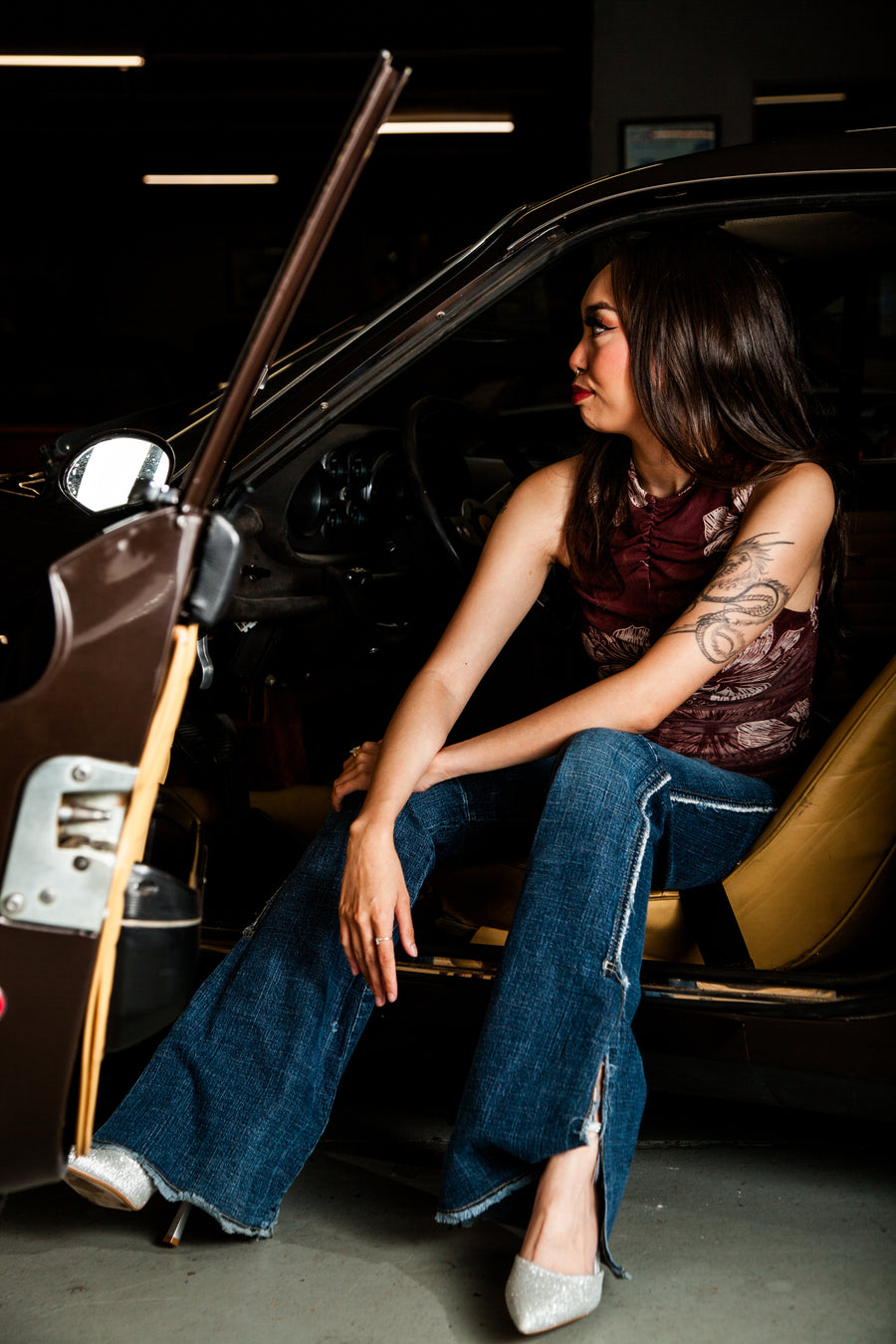 Ruched Mesh Tank Top
