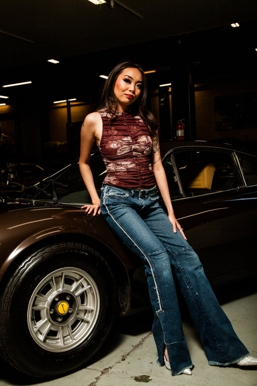 Ruched Mesh Tank Top