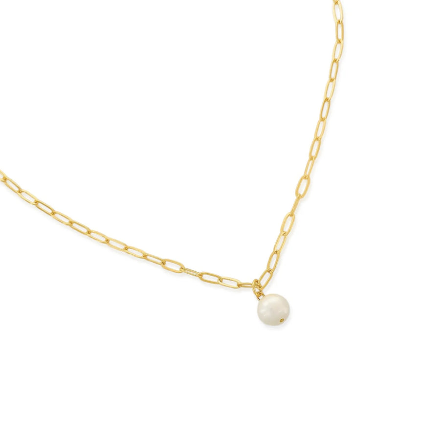 Paperclip Necklace with Pearl