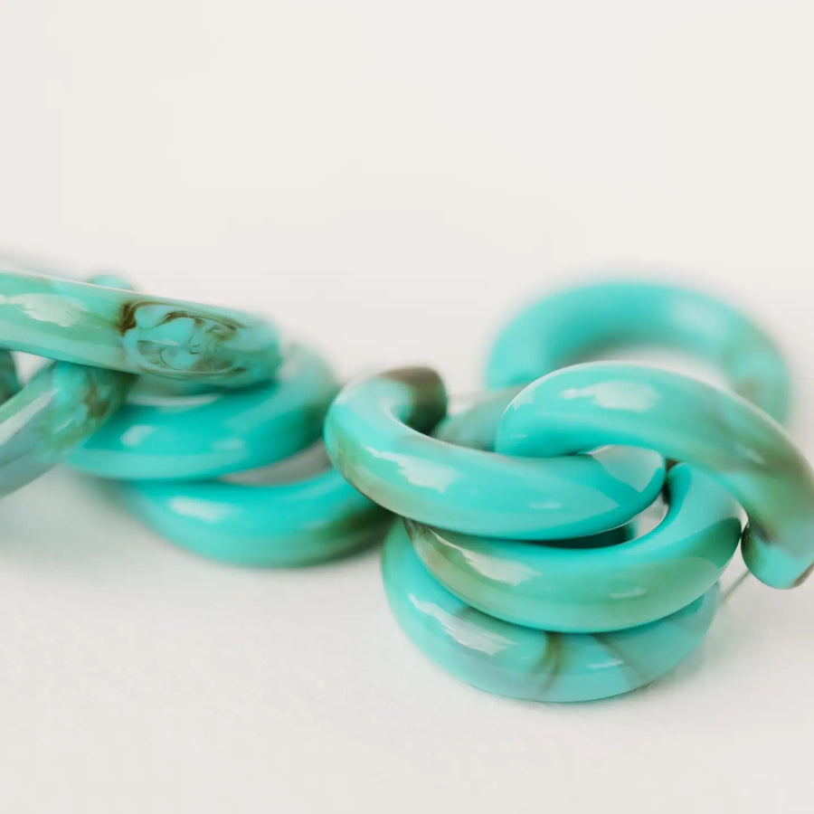 Chunky Marble Hoops in Turquoise