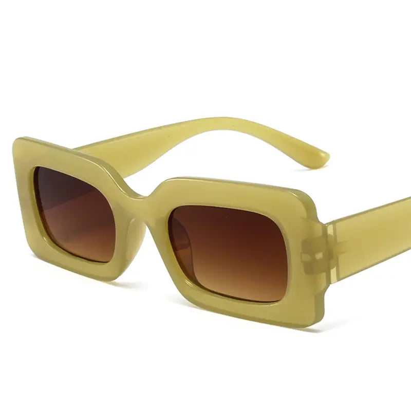 Chunky Rectangle Sunglasses in Chartreuse